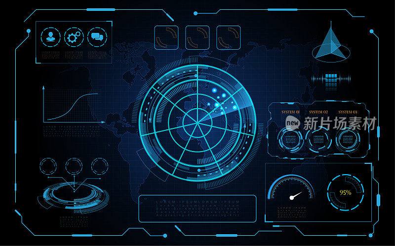 Futuristic HUD virtual screen user interface Abstract technology background Hi-tech communication concept futuristic digital innovation background vector illustration